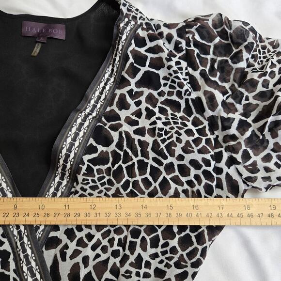 Hale Bob Wrap Dress Small Mob Wife Flowy Animal Print Dark Romantic Grunge - Picture 11 of 12